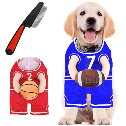 Halloween Dog Basketball Costume with Ball,Dog Basketballs Costume Holding Balldog Basketball, for Sports Outfit Cosplay Clothes for Small Medium Large Dogs (Blue, S) von SiQiYu