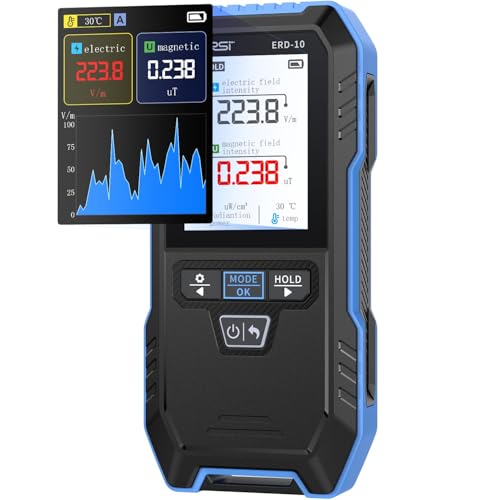 EMF Messgerät,ERD-10 EMF-Detektor 4 in 1 EMF-Strahlungsmessgerät mit Kurvenmodus,Wiederaufladbarer EMF-Leser Elektromagnetisches Feld Radiofrequenz-Detektor für Haus,Büro von SiRyder