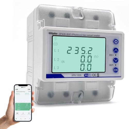 SiRyder Stromzähler 3 Phasen, 380V AC 100A Smart Meter Intelligenter Dreiphasiger Energiezähler Bidirektionale Messung mit Über-/Unterspannungs-, Überstrom- und Zeitverzögerungsschutz von SiRyder