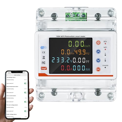 SiRyder Stromzähler Auslesen WLAN,Smart Meter 100A AC80-300V 1 Phasen Stromzähler Tuya Smart Elektrischer Zähler Bidirektionaler Zähler mit Überspannungs und Überstromschutz von SiRyder