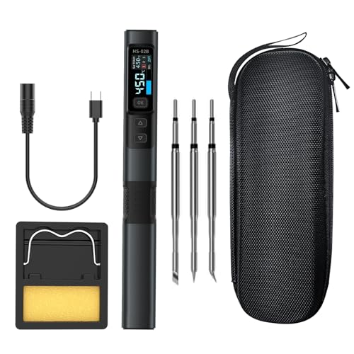 Soldering Iron HS-02B 100W Schnelles Aufheizen 2S 100-450°C DC-Stromversorgung 9-24V Voreingestellte Temperatur in 3 Gruppen Intelligentes Digitales Werkzeug mit Stift für Reparaturen 3 Lötspitzen Soldering Iron HS-02B 100W Schnelles Aufheizen 2S 100-450°C DC-Stromversorgung 9-24V Voreingestellte Temperatur in 3 Gruppen Intelligentes Digitales Werkzeug mit Stift für Reparaturen 3 Lötspitzen von SiRyder