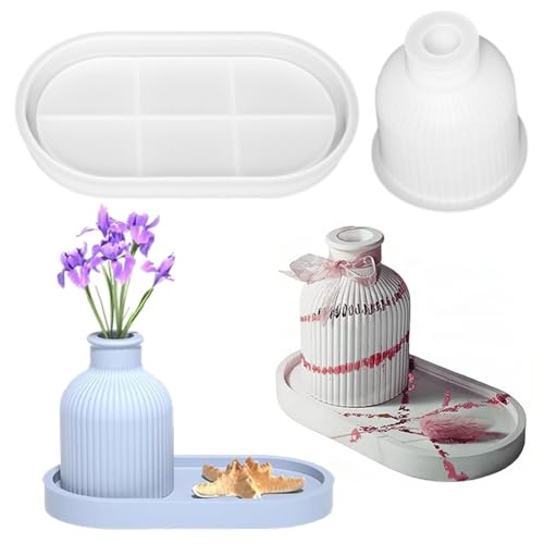 SiSfeL Vase Silicone Mould, Silikonform Vase, Vase Gießformen, Silikon Vase Formen zur Herstellung von Stifthaltern, Dekoration des Hauses (Vase + Ständer) von SiSfeL