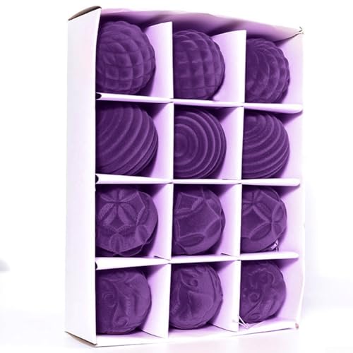 12 Weihnachtskugel-Ornamente für Feiertage, Baumschmuck mit Aufhängeschlaufe, geeignet für Hochzeitsfeiern und saisonale Feiern, hergestellt aus PET-Material (lila) von SiSinkal