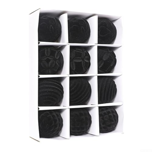 12 Weihnachtskugel-Ornamente für Feiertage, Baumschmuck mit Aufhängeschlaufe, geeignet für Hochzeitsfeiern und saisonale Feiern, hergestellt aus PET-Material (schwarz) von SiSinkal