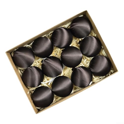 12-teiliges Set aus Satin-Weihnachtskugeln für Baum- und Event-Hängedekorationen, hergestellt mit Seidenfaden und Kunststoffmaterialien (braun) von SiSinkal