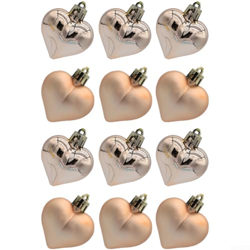 12-teiliges Weihnachtskugel-Set in Herzform mit Metallhaken zum Aufhängen am Baum, aus PVC-Material () von SiSinkal