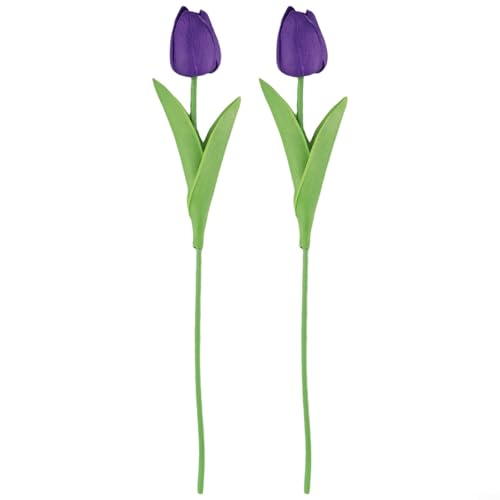 2 x künstliche Tulpenstrauß für elegante Hochzeitsdekoration und stilvolles Heimarrangement (dunkelviolett) von SiSinkal