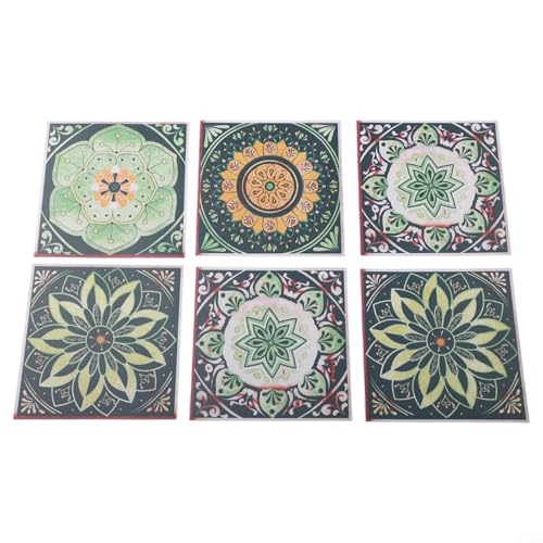 24-teiliges PVC-Fliesenaufkleber-Set mit grünem Mandala-Muster in 10 cm, 15 cm, 20 cm Größen, selbstklebende wasserdichte Wandaufkleber für Küche, Badezimmermöbel und Heimdekoration (10 cm) von SiSinkal