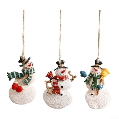 3-teiliges Weihnachtsbaumschmuck-Set aus Kunstharz für den Urlaub mit Schneemann und festlichen Hausanhängern, geeignet für Kaminsims und Kränze (Kombination zwei) von SiSinkal