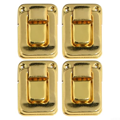4 x Vintage-Eisen-Schlösser für Schmuckschatulle und Koffer, dekorative antike Clipschnallen (M Gold) von SiSinkal