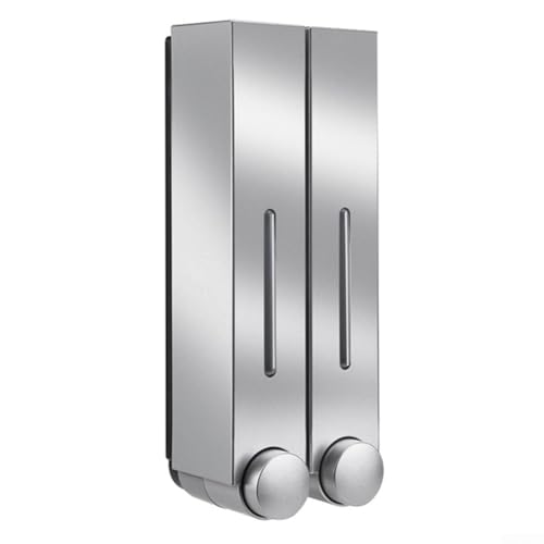 420 ml Seifenspender zur Wandmontage mit 123 Tassen, 3 Fächern für Duschlotion und Waschgel (silberfarbenes Doppel) von SiSinkal