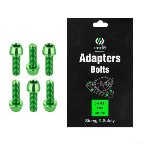 6 Stück Fahrrad-Scheibenbremssattel-Befestigungsschrauben M6 x 18 mm Gewinde Fahrradschrauben für sichere Bremssattelkurbelmontage mit Stahlkonstruktion (grün) von SiSinkal