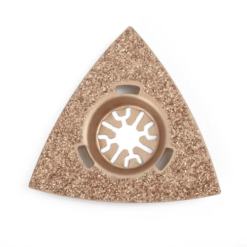80 mm Hartmetall-Dreieckraspel für oszillierendes Multifunktionswerkzeug, Grobschleifzubehör für Fliesen, Beton, Stein und Holz, HCS-Hartmetallbeschichteter Aufsatz für präzise Glättungs- und von SiSinkal