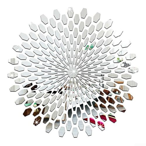 Abnehmbare 3D-Spiegel-Wandaufkleber, Acryl, wasserdicht, Mosaik-Wandbild für Wohnzimmerdekoration (Silber) von SiSinkal