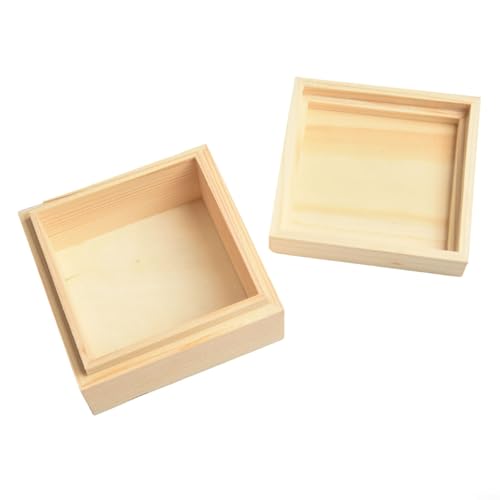 Aufbewahrungsbox aus Holz mit oberem und unterem Deckel, Kiefer für Schmuck, Hochzeitserinnerung, für Zuhause Organisation und dekoratives Display (8 x 8 x 4,5 cm) von SiSinkal