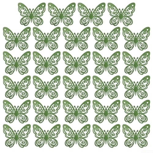 Auffälliges Deko-Set mit 24 bunten PVC-Schmetterlings-Wandaufklebern für Partys, Häuser und besondere Anlässe (grün) von SiSinkal