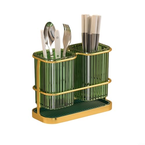 Besteck-Ablauf-Organizer mit Essstäbchen-Aufbewahrungsregal, Doppeleimer-Design für einfache und effiziente Verwendung in der Küche (Tischplatte) von SiSinkal
