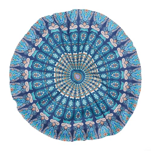 Boho runder Bodenkissenbezug, 43 cm, dekorativer Kissenbezug, doppelseitiger Musterdruck, Polyester-Kissenbezug mit Seitenverschluss, für Zuhause, Wohnzimmer, Schlafzimmer, Hotel (#3) von SiSinkal