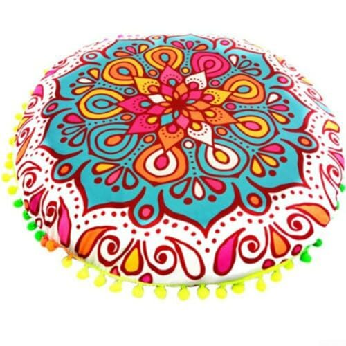 Boho runder Bodenkissenbezug, 43 cm, dekorativer Kissenbezug, doppelseitiger Musterdruck, Polyester-Kissenbezug mit Seitenverschluss, für Zuhause, Wohnzimmer, Schlafzimmer, Hotel (#4) von SiSinkal