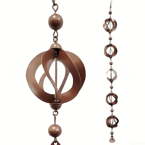 Dekorative Regenkette 108 cm Metall Garten Fallrohr Alternative mit Glocken Outdoor Wasserspiel für Dachrinne Drainage Hof Dekor Windspiel von SiSinkal