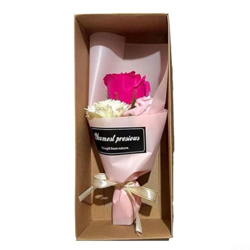 Dekorative Seifenbox mit 3 Nelken-Rosen, kreiert zum Feiern des Frauentags und Muttertags, mit angenehmem Aroma und sicheren Materialien (Rosa) von SiSinkal