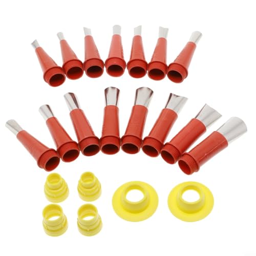 Edelstahl-Dichtungsdüsen-Applikator-Set mit 16 Düsen, 6 Basen, Dichtmittel-Finishing-Werkzeug-Set für Küche, Badezimmer, Waschbecken, Fugenwandbehandlung, Heimdekoration von SiSinkal