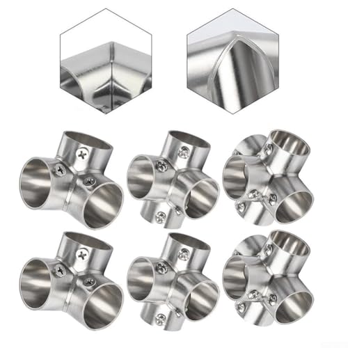 Edelstahl-Rohrverbinderflansch für 26 mm Rohre mit rechtwinkligem Design für Kleiderstangen, Regale und Gewächshausrahmen (rechtwinklig, 5-fach) von SiSinkal