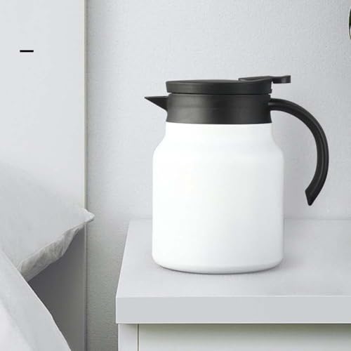Edelstahl-Teekanne für müheloses Aufbrühen von Tee, 800 ml Fassungsvermögen, mit integriertem Teesieb für maximalen Geschmack (weiß) von SiSinkal