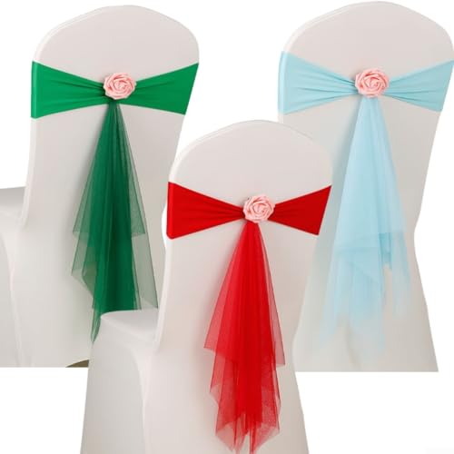 Elastische Stuhlschärpen mit Schleife, für Hochzeit, Geburtstag, Party, Feier, Hellrot von SiSinkal