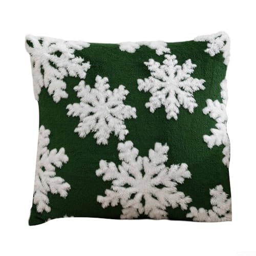 Eleganter Weihnachts-Kissenbezug aus Samt mit Schneeflocken-Design, perfekt für Wohnzimmer und Schlafzimmer, weich und bequem (C) von SiSinkal