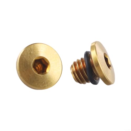 Entlüftungsschraube und O-Ring für Fahrräder, M5 x 5 mm, Ti-Legierung, verbessert die Effizienz des Bremssystems (gelb), 2 Stück von SiSinkal