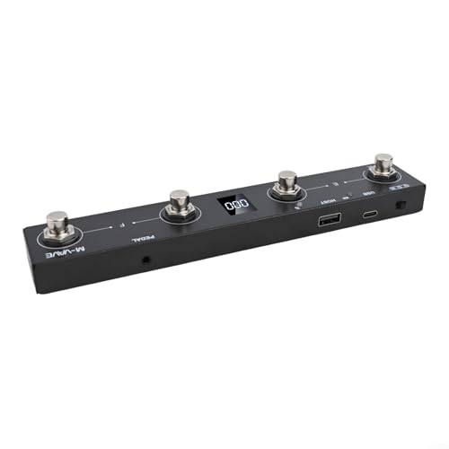 Fußschalter-Controller für M-VAVE Chocolate Plus 4 Tasten, wiederaufladbar, kabellos, USB-Musikpedal für Musiker (schwarz) von SiSinkal