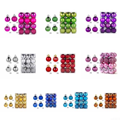 Glimmering 24-teilige Weihnachtskugel-Kollektion, um Ihren Urlaubsdekor-Stil zu verschönern (Rosa) von SiSinkal