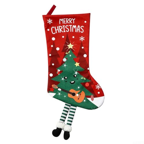 Großer Weihnachtsstrumpf zum Aufhängen mit Weihnachtsmann-Design, Kaminstrumpf aus Stoff, geeignet für Urlaubsspielzeug, Leckereien und Dekorationen (Weihnachtsbaum) von SiSinkal