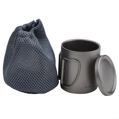 Isolierter Wasserbecher mit Deckel, doppelwandiges Design für Kaffee, Tee, Camping und Wandern (mit Griffen, 220 ml) von SiSinkal