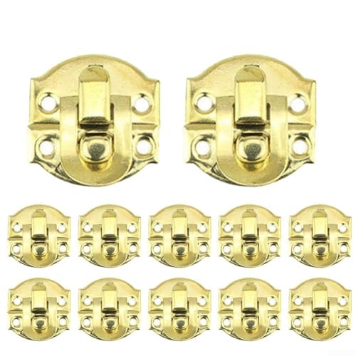 Klassisches Design Schmuckkästchen Schloss Riegel für Schränke und Truhen, Set mit 12 dekorativen Verschluss, 12 Stück (Gold 12 Stück) von SiSinkal