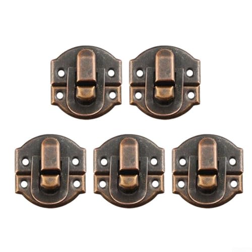 Klassisches Design Schmuckkästchen Schloss Riegel für Schränke und Truhen, Set mit 12 dekorativen Verschluss, Rot Kupfer 5 Stück von SiSinkal