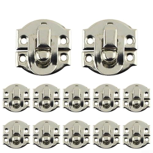 Klassisches Design Schmuckkästchen Schloss Riegel für Schränke und Truhen, Set mit 12 dekorativen Verschluss, Silber 12 Stück von SiSinkal