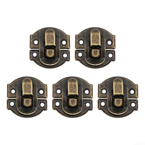 Klassisches Design Schmuckkästchen Verriegelung für Schränke und Truhen, Set mit 12 dekorativen Verschluss, bronzefarben 5 Stück von SiSinkal