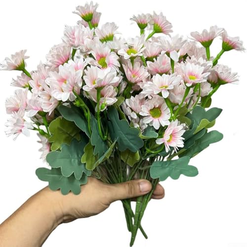 Künstliche Sonnenuntergangsmütter Blumen für den Außenbereich mit realistischem Aussehen und flexiblen Stielen, geeignet für saisonale Zuhause und Veranstaltung für Dekorationen (Rosa) von SiSinkal