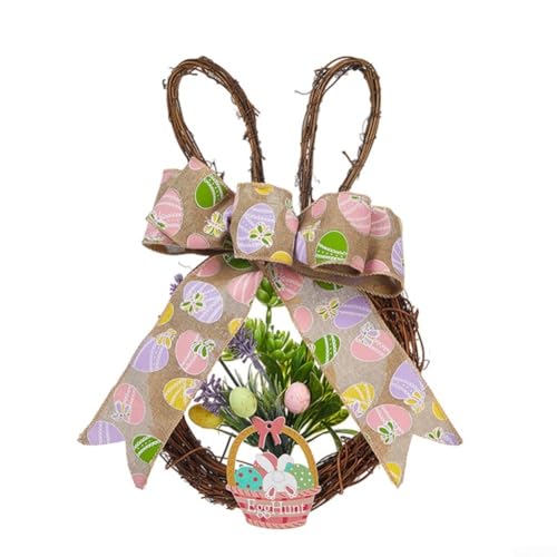 Künstlicher Kranz mit Schleifen-Akzent, zum Dekorieren von Türen, Fenstern und Partydekorationen (rosa lila) von SiSinkal