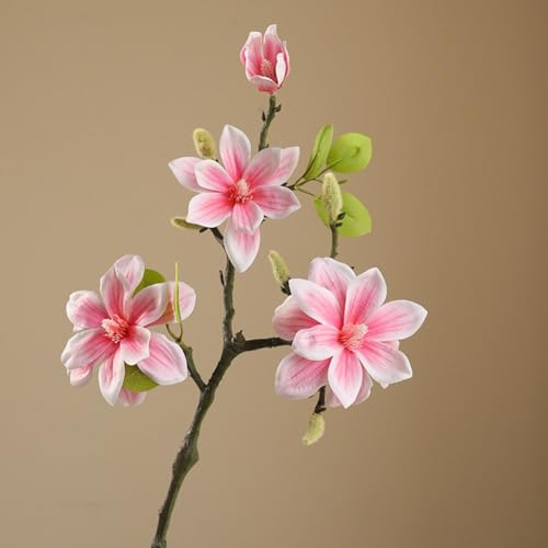 Künstlicher Magnolien-Seidenblumenstrauß für Heimdekoration, lebensechtes Blumenarrangement für Hochzeiten, Partys, Tafelaufsätze, lichtbeständig und einfach zu stylen (weiß und rosa) von SiSinkal