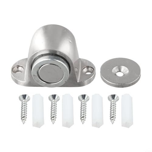 Magnetischer Türstopper aus Edelstahl, Saugnapf, Torstütze mit Schnappschraube, bodenmontierter Türstopper, starker Magnet, elegantes stromlinienförmiges Design für Home Office (Silber) von SiSinkal