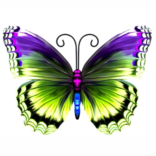 Metall Schmetterling Wandbehang für Gartendekoration mit 3D-Flügeln und Haken für einfache Installation im Freien (grün) von SiSinkal