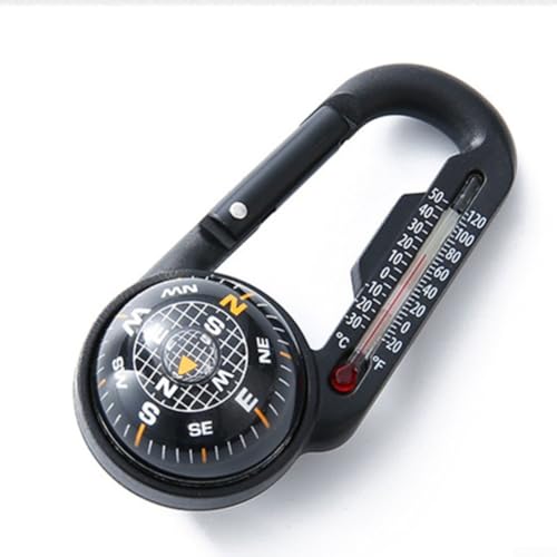 Mini für Kompass und Temperatur Thermometer Karabiner Clip für Outdoor Wandern Camping Zubehör (E) von SiSinkal