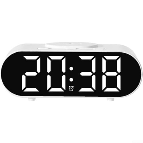 Multifunktionaler Wecker mit kabellosem Ladegerät für einfaches Laden und Organisieren von mobilen Geräten (weiß) von SiSinkal