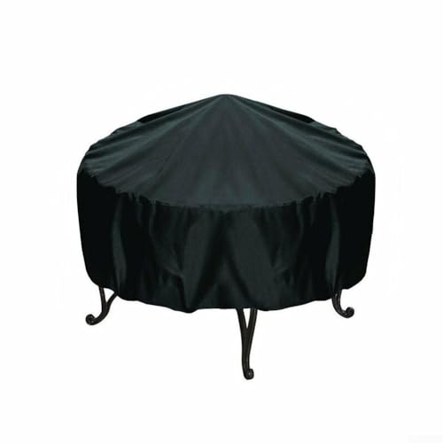 Outdoor Patio Fire Cover, Round Heavy Duty Waterproof BBQ Grill Protector with Elastic Binding Bottom Drawstring Protective Cover for Garden Stove Black(86 * 36CM) von SiSinkal