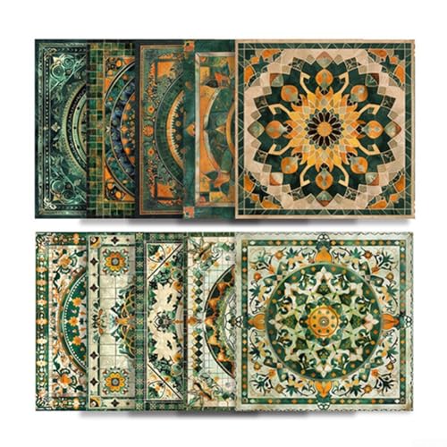 PVC-Mandala-Fliesenaufkleber, 10-teiliges Set für Wand- und Möbeldekoration, mit selbstklebender Rückseite, wasserdicht und öldicht, für verschiedene Anwendungen im Innenbereich (20 cm) von SiSinkal