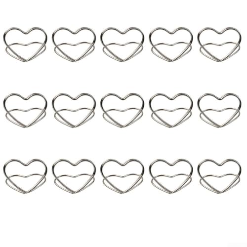 Präsentieren Sie Ihre Karten einfach mit unseren stilvollen 15-teiligen Tischnummernständern in Herz-Design (Silber) von SiSinkal