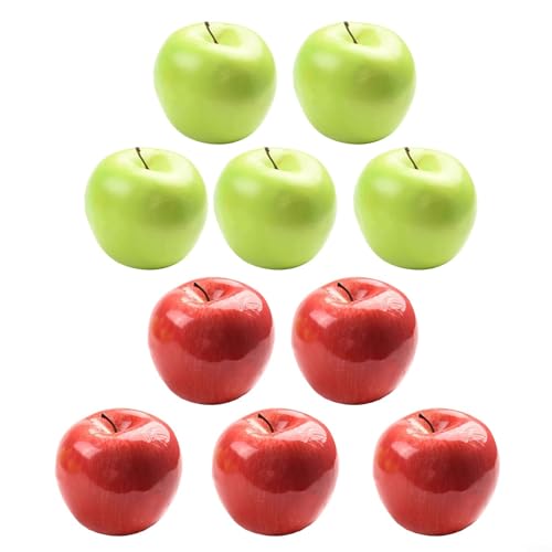 Realistische künstliche Obstäpfel, 10 Stück, perfekt geeignet für Geschäfte oder Heim-Styling-Bedürfnisse (5 x rot + 5 x grün) von SiSinkal
